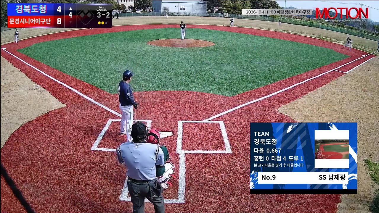 남재광(9번, 경북도청) 삼진 클립 | vs 문경시니어야구단 | 10/11 (예천생활체육야구장)