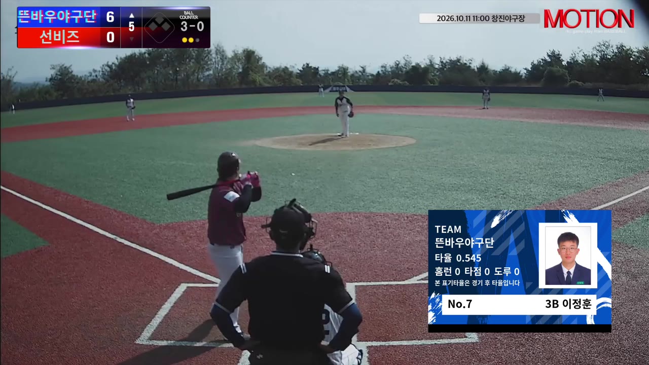 이정훈(7번, 뜬바우야구단) 볼넷 클립 | vs 선비즈 | 10/11 (창진야구장)