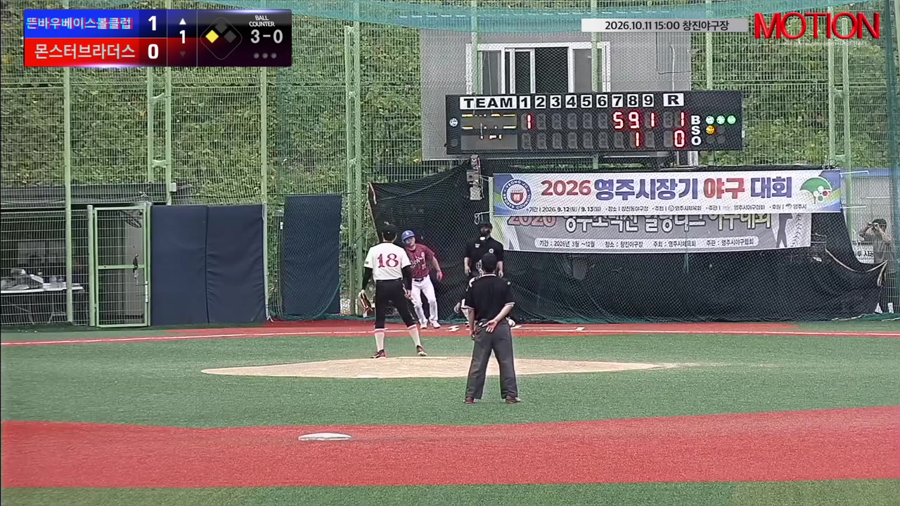 이규민(21번, 뜬바우베이스볼클럽) 볼넷 클립 | vs 몬스터브라더스 | 10/11 (창진야구장)