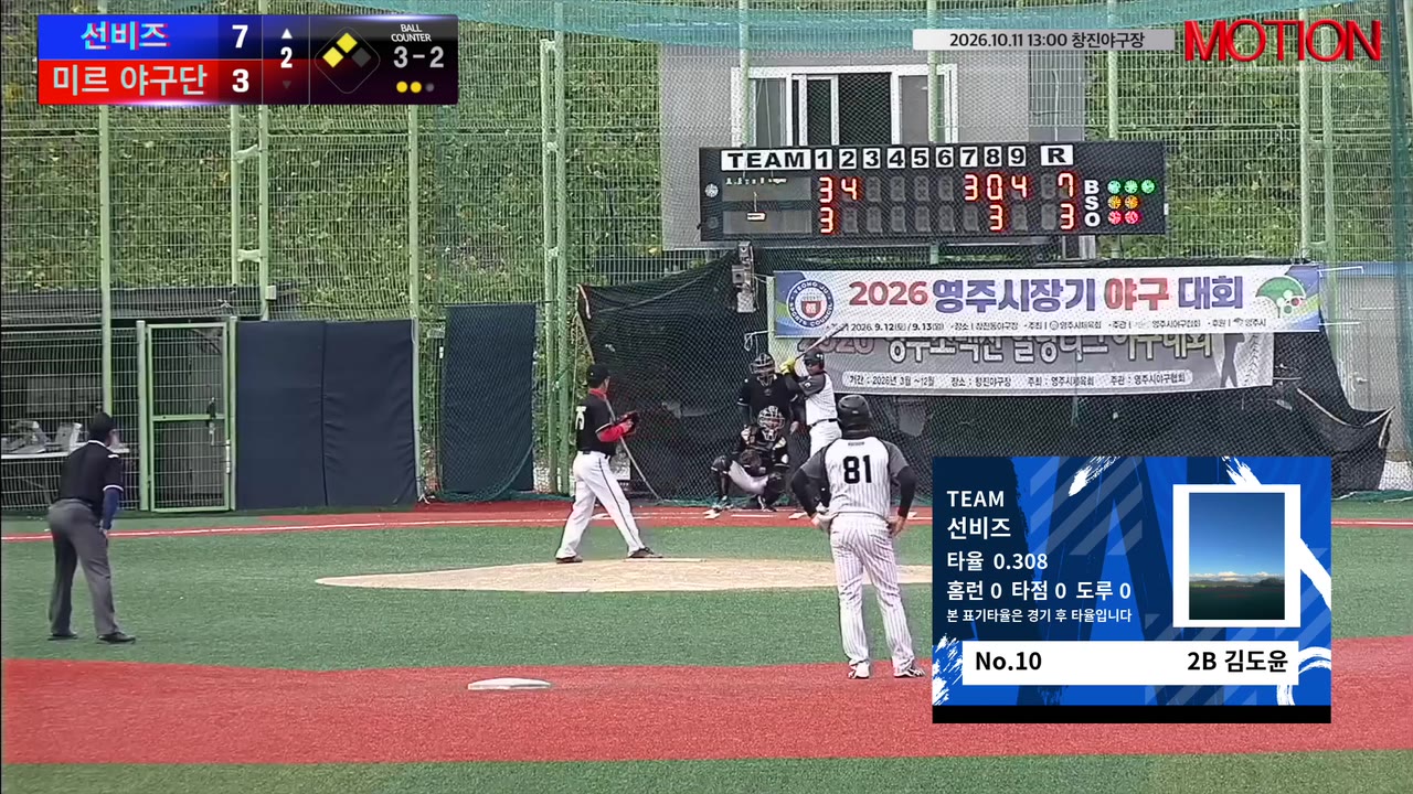 김도윤(10번, 선비즈) 볼넷 클립 | vs 미르 야구단 | 10/11 (창진야구장)