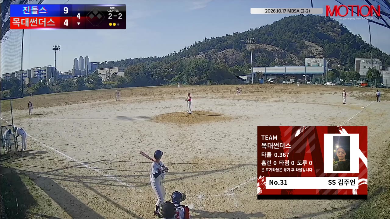 김주언(31번, 목대썬더스) 1루타 클립 | vs 진돌스 | 10/17 (2구장)