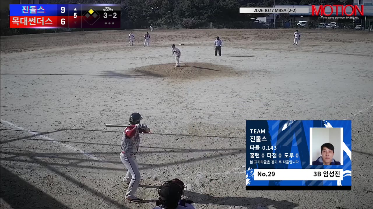 임성진(29번, 진돌스) 볼넷 클립 | vs 목대썬더스 | 10/17 (2구장)