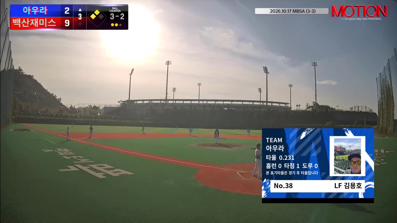 김용호(38번, 아우라) 볼넷 클립 | vs 백산재미스 | 10/17 (신축구장)
