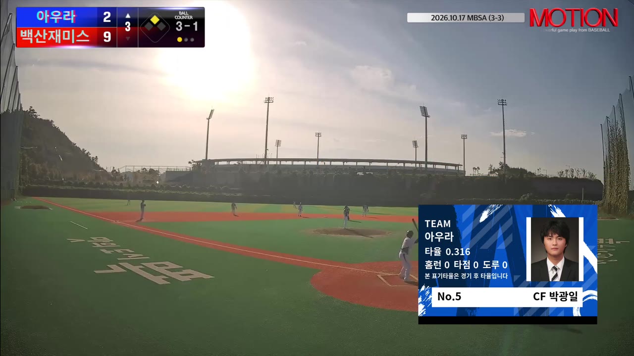 박광일(5번, 아우라) 볼넷 클립 | vs 백산재미스 | 10/17 (신축구장)