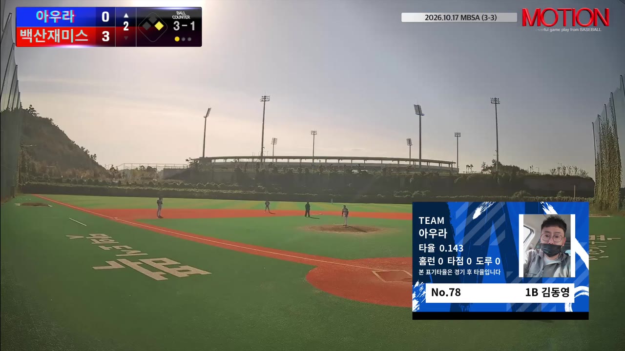 김동영(78번, 아우라) 볼넷 클립 | vs 백산재미스 | 10/17 (신축구장)