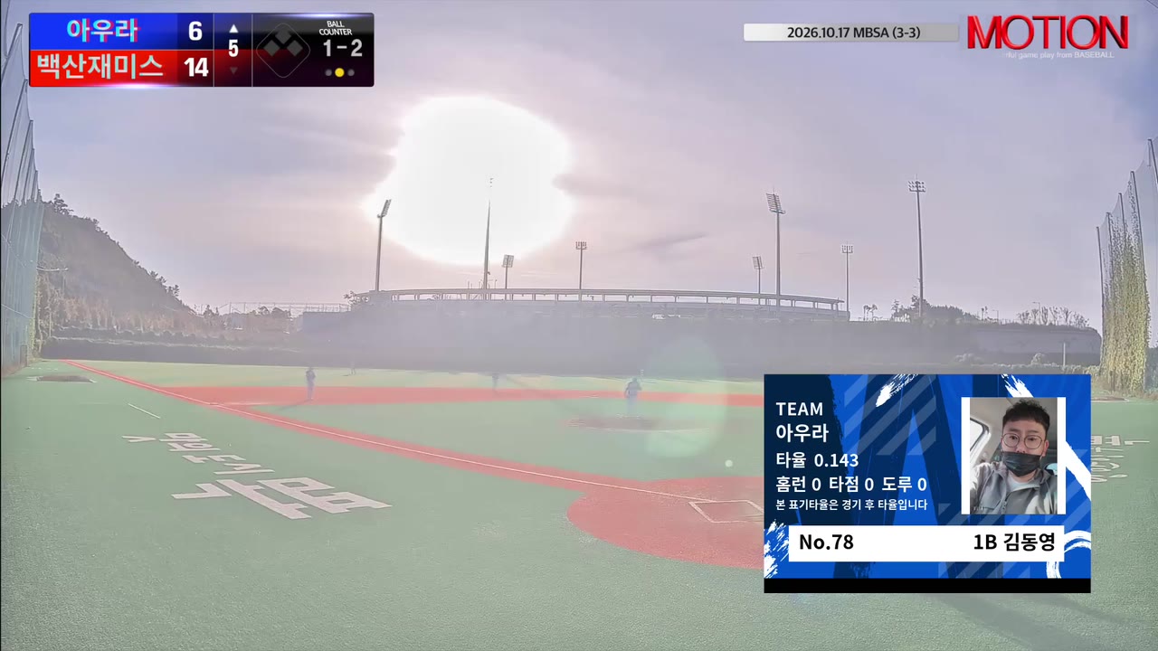김동영(78번, 아우라) 사구 클립 | vs 백산재미스 | 10/17 (신축구장)
