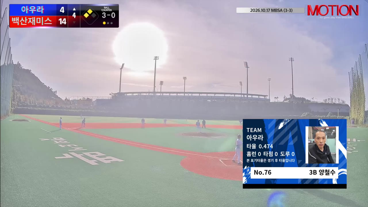 양철수(76번, 아우라) 1루타 클립 | vs 백산재미스 | 10/17 (신축구장)