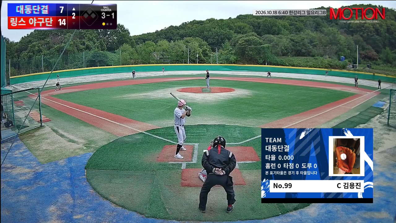 김용진(99번, 대동단결) 볼넷 클립 | vs 링스 야구단 | 10/18 (고촌 야구장)