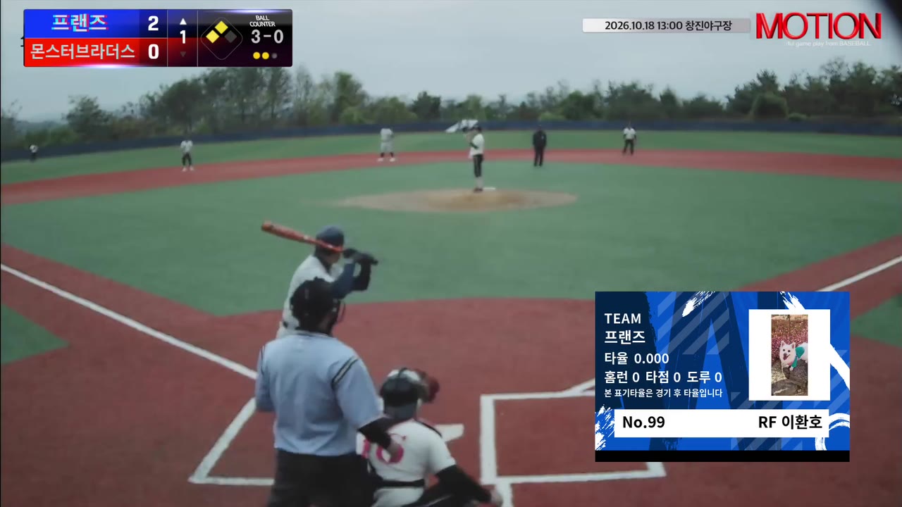 이환호(99번, 프랜즈) 볼넷 클립 | vs 몬스터브라더스 | 10/18 (창진야구장)