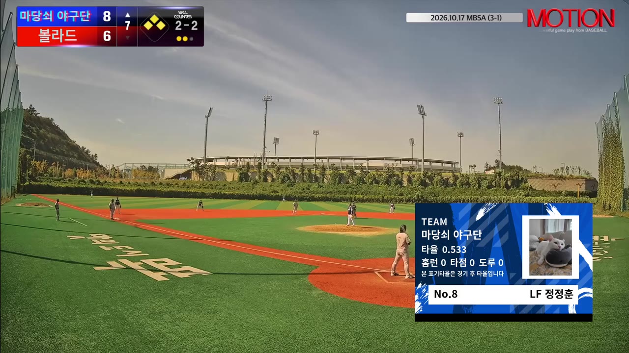 정정훈(8번, 마당쇠 야구단) 1루타 클립 | vs 볼라드 | 10/17 (신축구장)